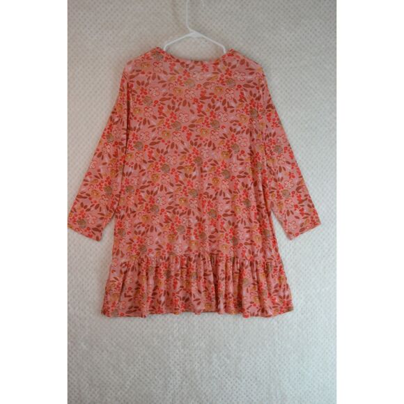 LOGO Layers Lori Goldstein Women's Large Pink Printed Sheer Ruffled Hem Tunic - Picture 6 of 12